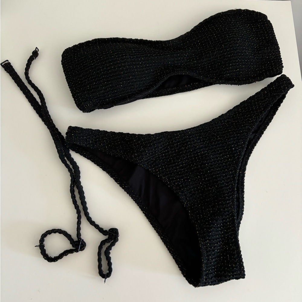 Aerie black & gold bikini